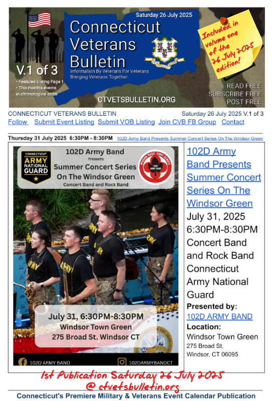 102D Army Band Presents Summer Concert Series On The Windsor Green