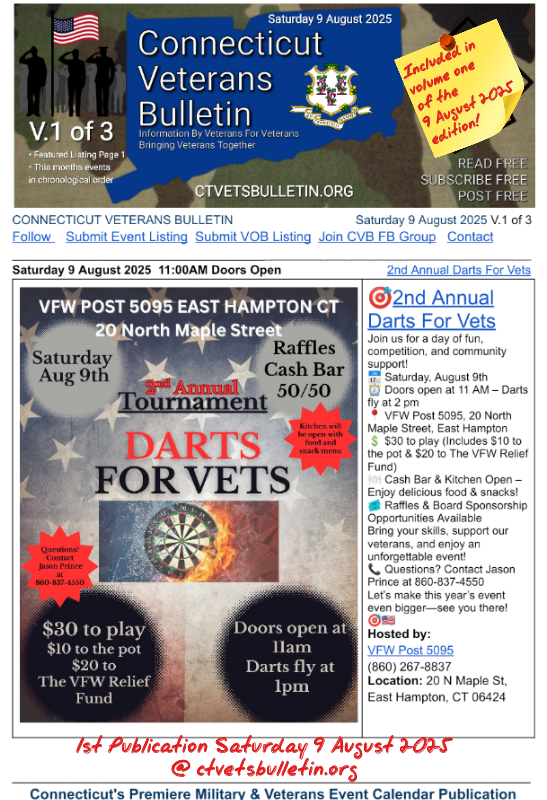 2nd Annual Darts For Vets