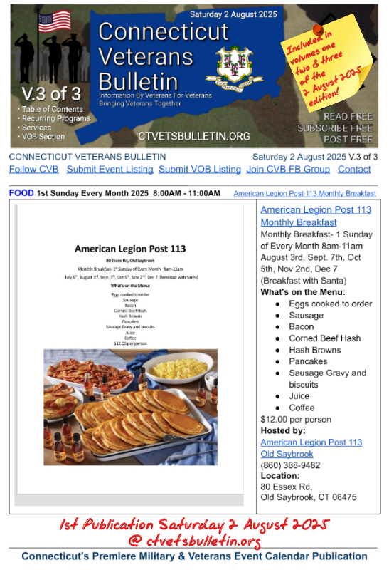American Legion Post 113 Monthly Breakfast