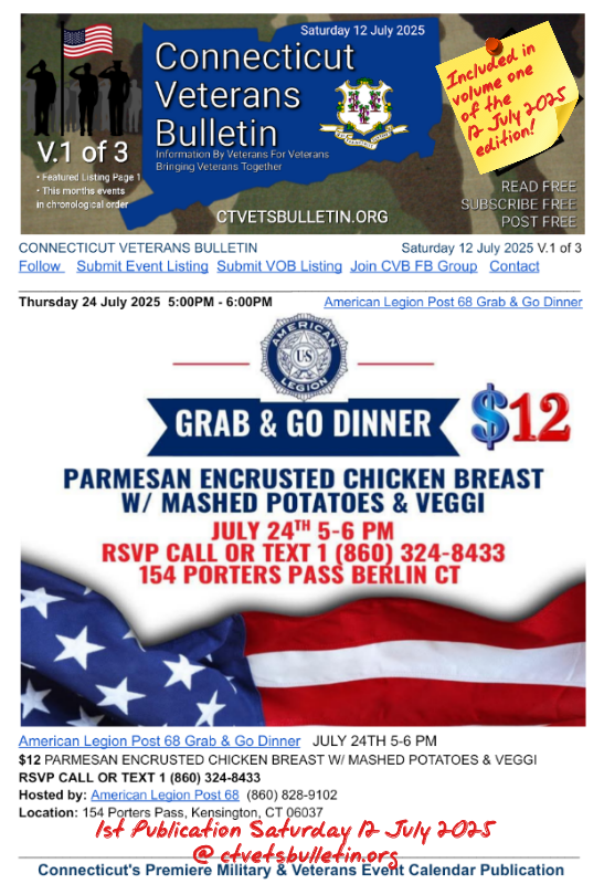 American Legion Post 68 Grab & Go Dinner