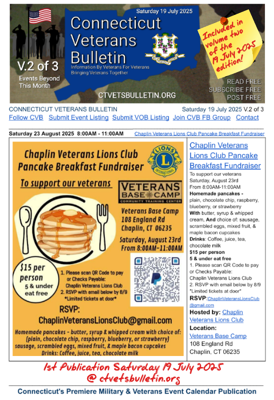 Chaplin Veterans Lions Club Pancake Breakfast Fundraiser