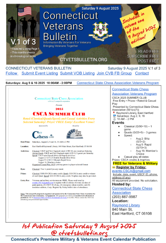 Connecticut State Chess Association Veterans Program