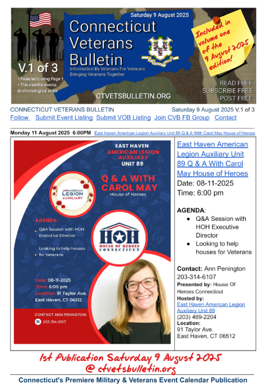 East Haven American Legion Auxiliary Unit 89 Q & A With Carol May House of Heroes
