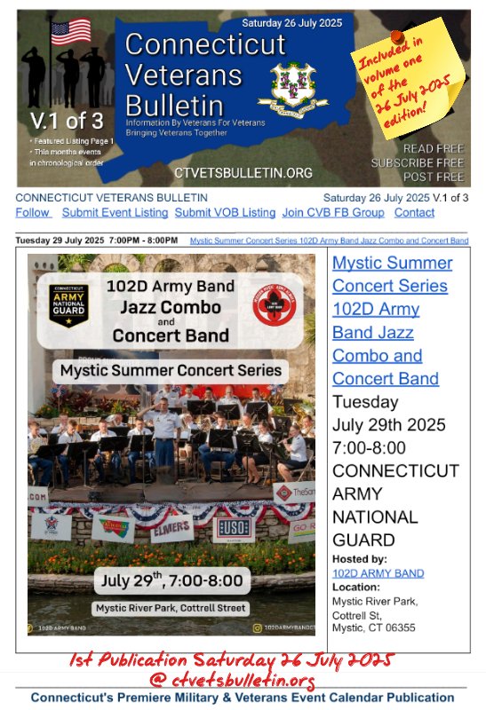 Mystic Summer Concert Series 102D Army Band Jazz Combo and Concert Band