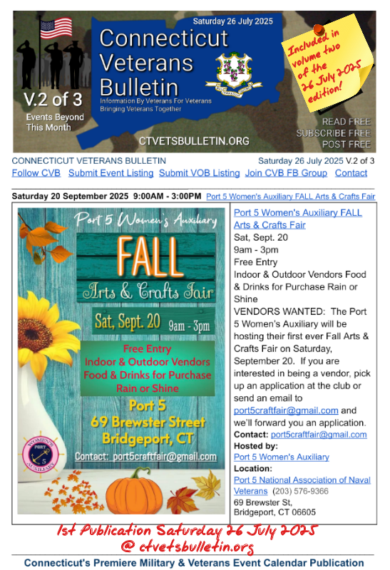 Port 5 Women's Auxiliary FALL Arts & Crafts Fair