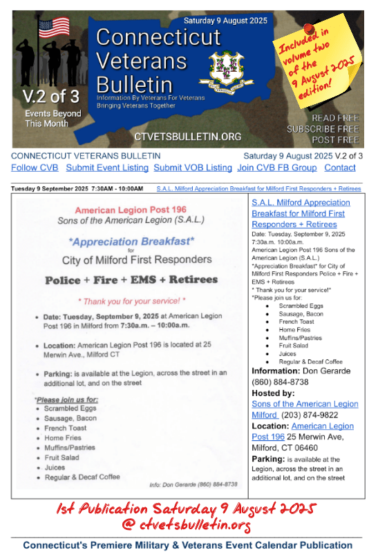 S.A.L. Milford Appreciation Breakfast for Milford First Responders + Retirees