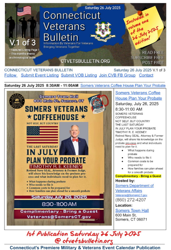 Somers Veterans Coffee House Plan Your Probate