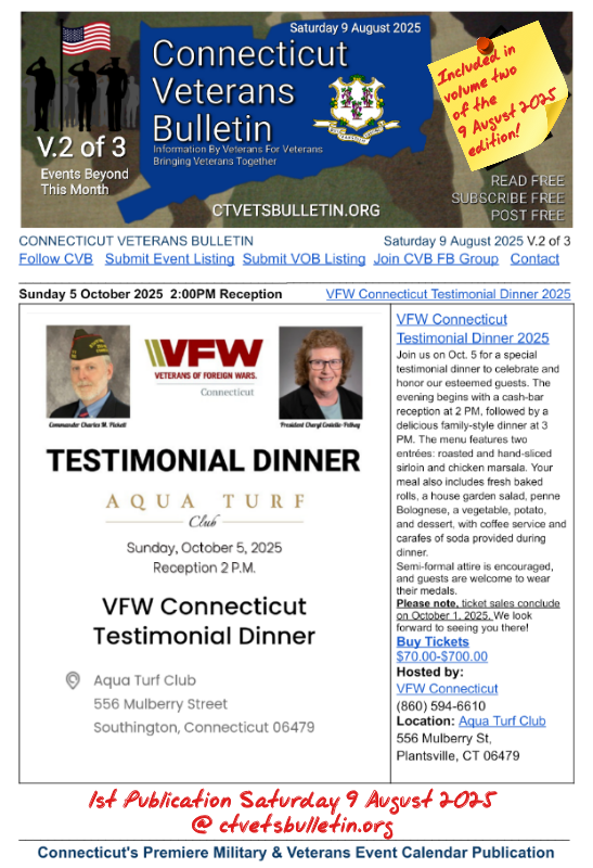VFW Connecticut Testimonial Dinner 2025