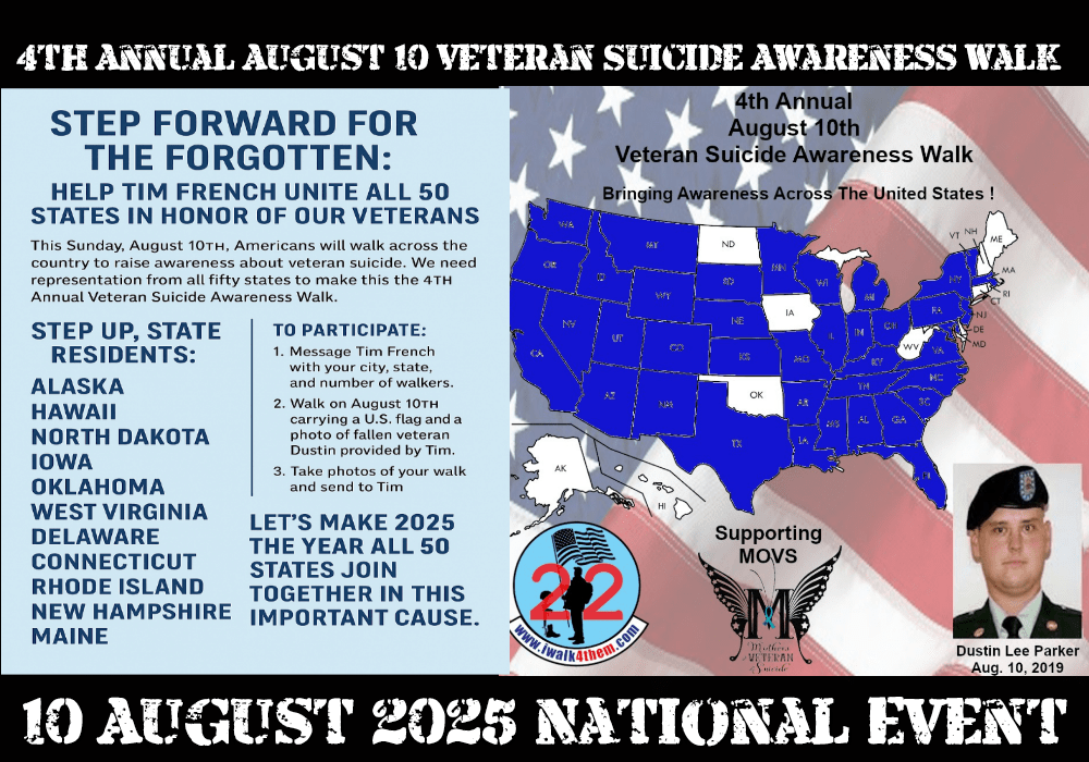 4th Annual August 10 Veteran Suicide Awareness Walk