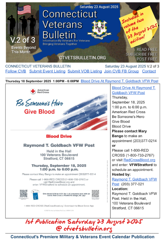 Blood Drive At Raymond T. Goldbach VFW Post