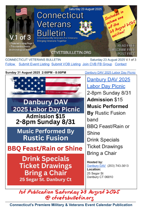 Danbury DAV 2025 Labor Day Picnic