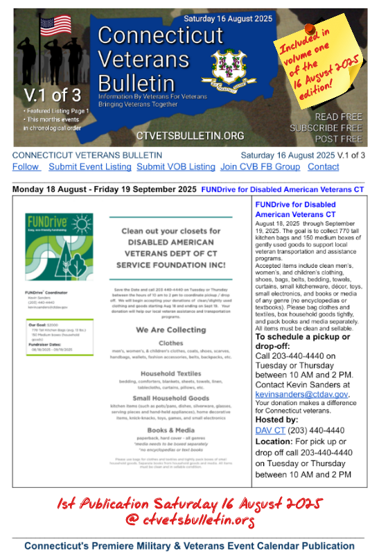 FUNDrive for Disabled American Veterans CT