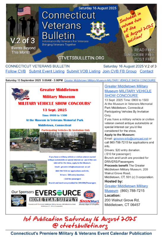 Greater Middletown Military Museum MILITARY VEHICLE SHOW CONCOURS’
