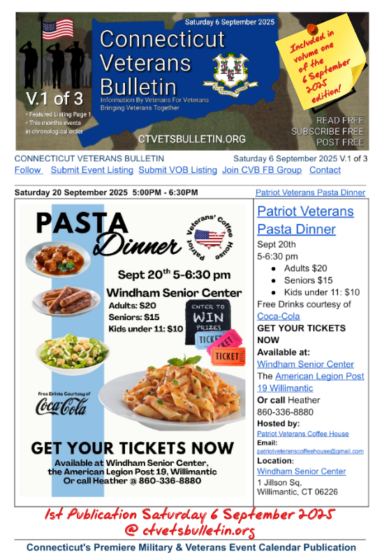 Patriot Veterans Pasta Dinner