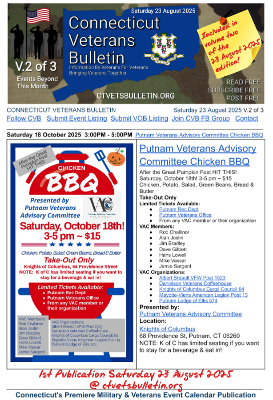 Putnam Veterans Advisory Committee Chicken BBQ
