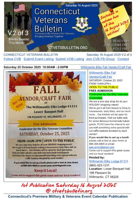 Willimantic Elks Fall Vendor/Craft Fair