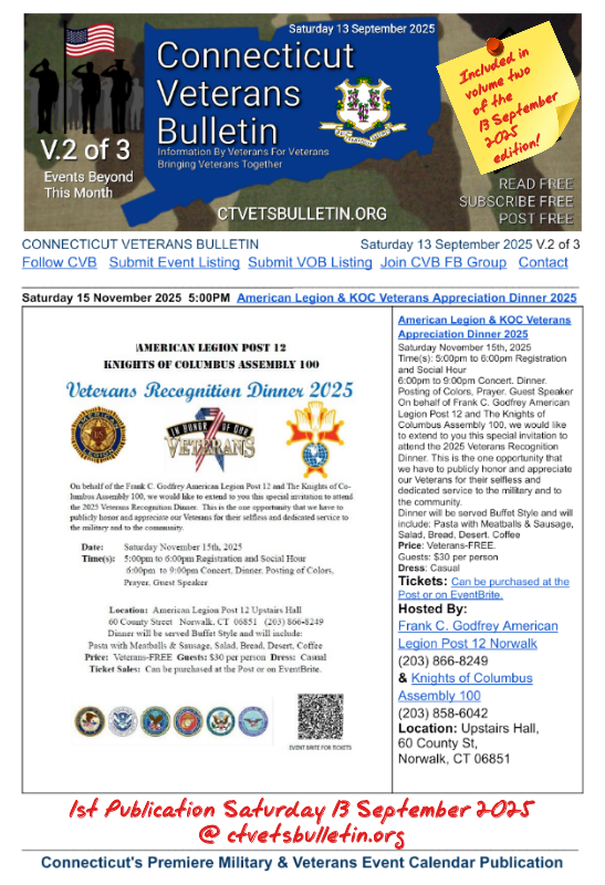 American Legion & KOC Veterans Appreciation Dinner 2025