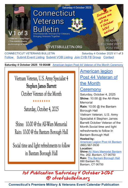 American legion Post 44 Veteran of the Month Ceremony