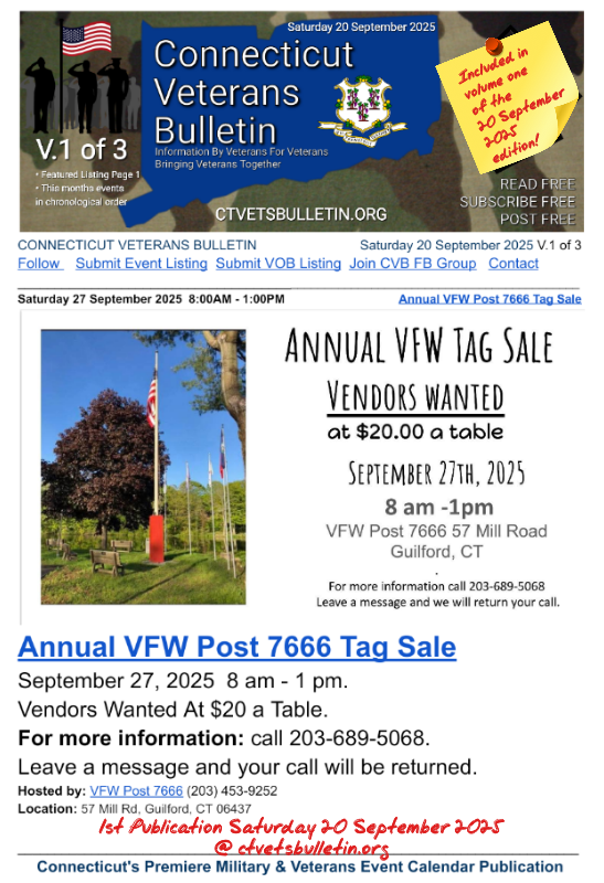 Annual VFW Post 7666 Tag Sale