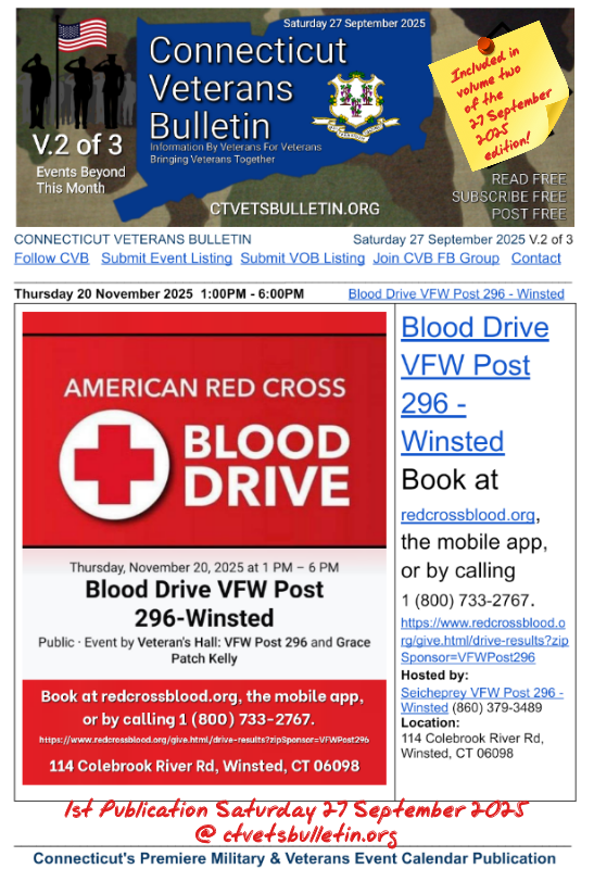 Blood Drive VFW Post 296 - Winsted
