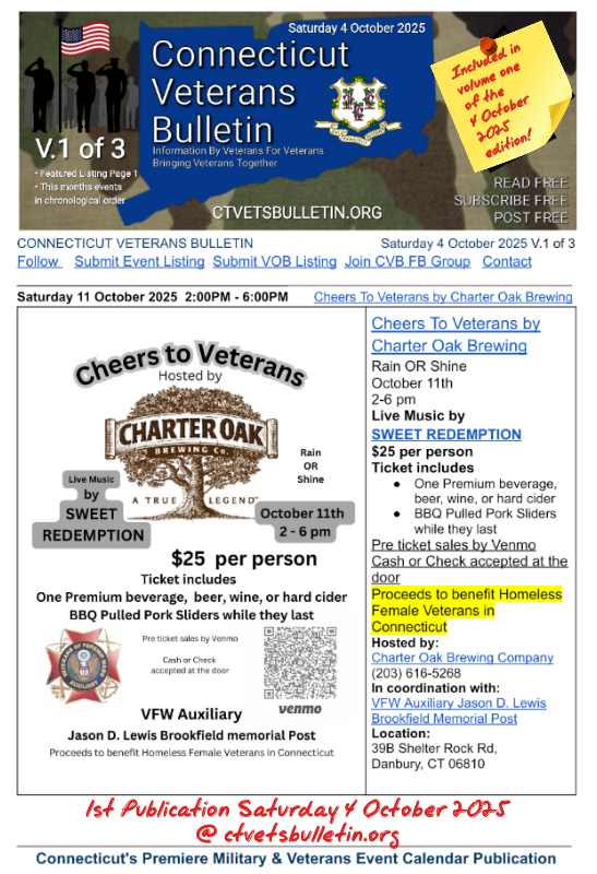 Cheers To Veterans by Charter Oak Brewing