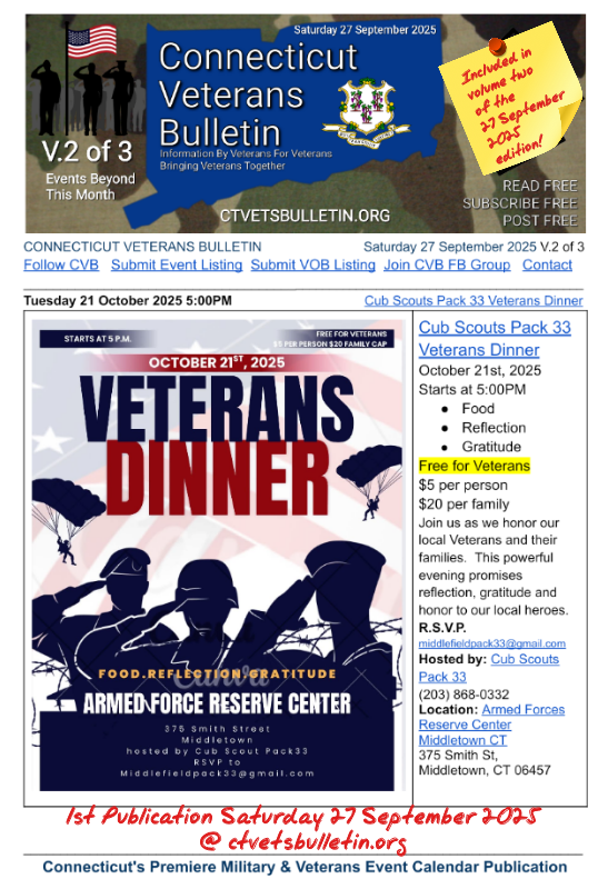 Cub Scouts Pack 33 Veterans Dinner