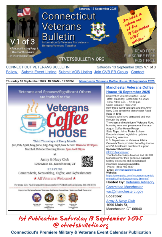 Manchester Veterans Coffee House 18 September 2025