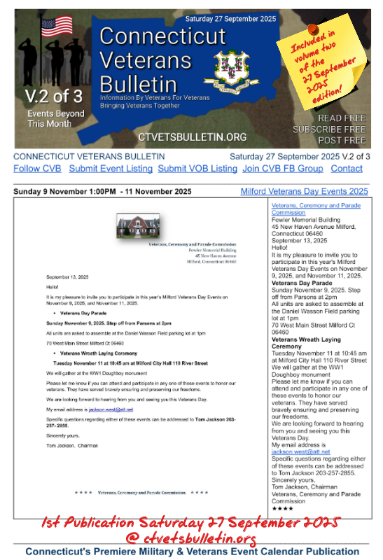 Milford Veterans Day Events 2025