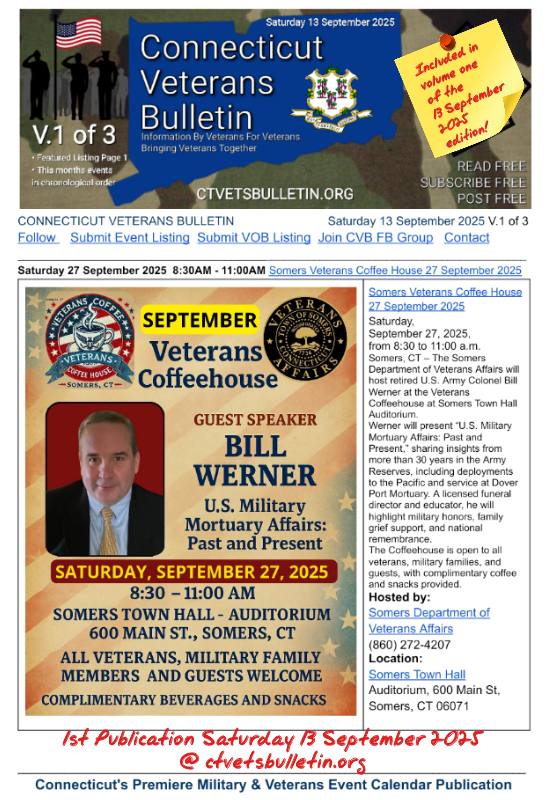 Somers Veterans Coffee House 27 September 2025