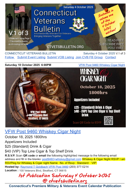 VFW Post 9460 Whiskey Cigar Night