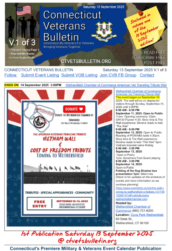 Wethersfield Chamber of Commerce American Vet Traveling Tribute Wall