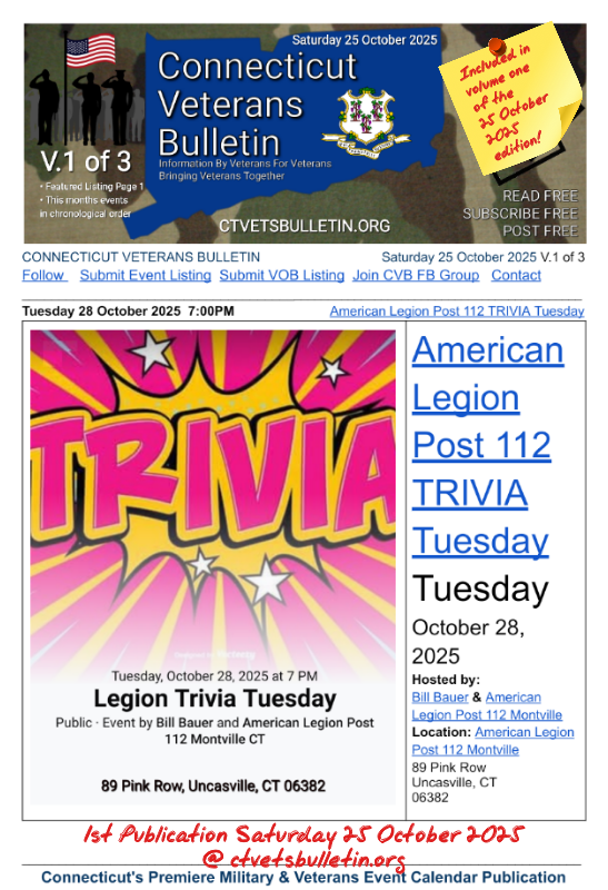 American Legion Post 112 TRIVIA Tuesday