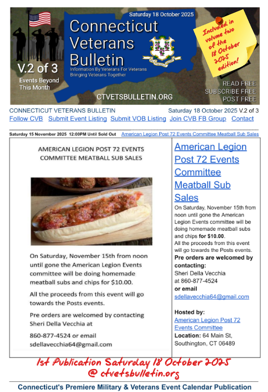 American Legion Post 72 Events Committee Meatball Sub Sales