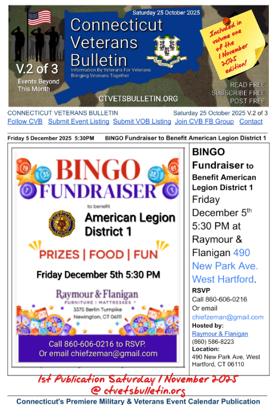 BINGO Fundraiser to Benefit American Legion District 1