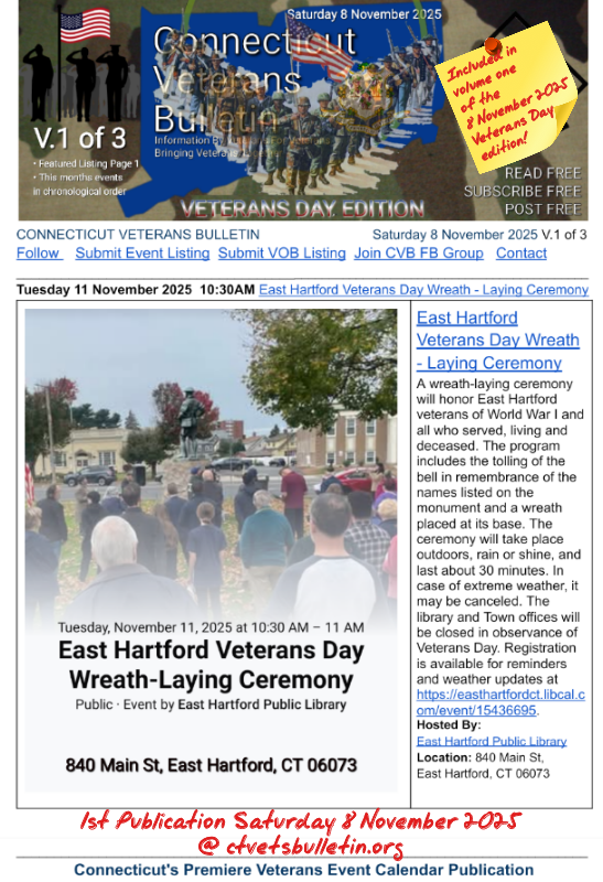 East Hartford Veterans Day Wreath - Laying Ceremony