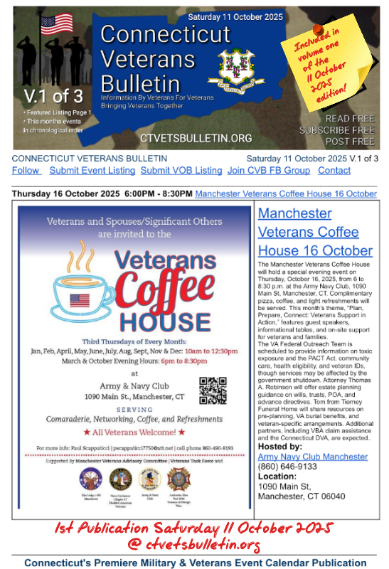 Manchester Veterans Coffee House 16 October