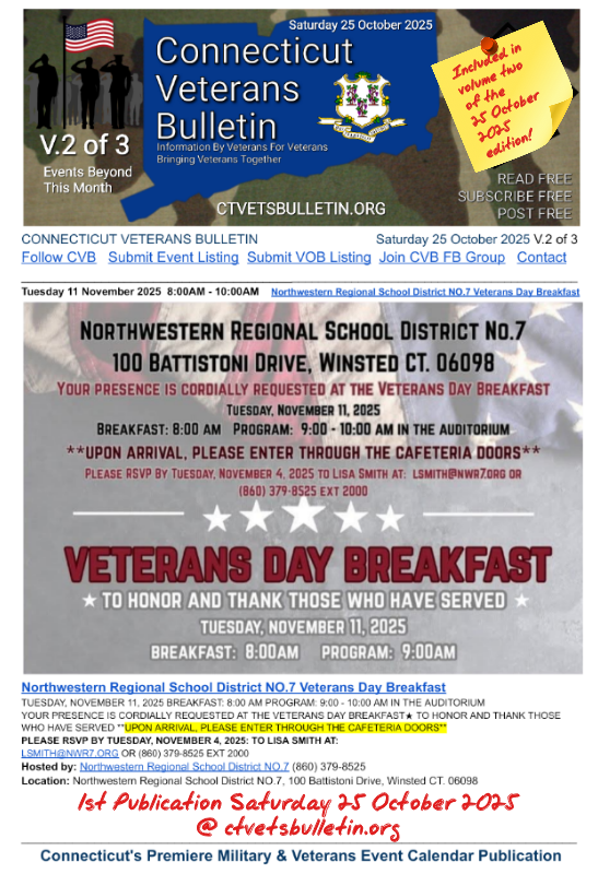 Northwestern Regional School District NO.7 Veterans Day Breakfast
