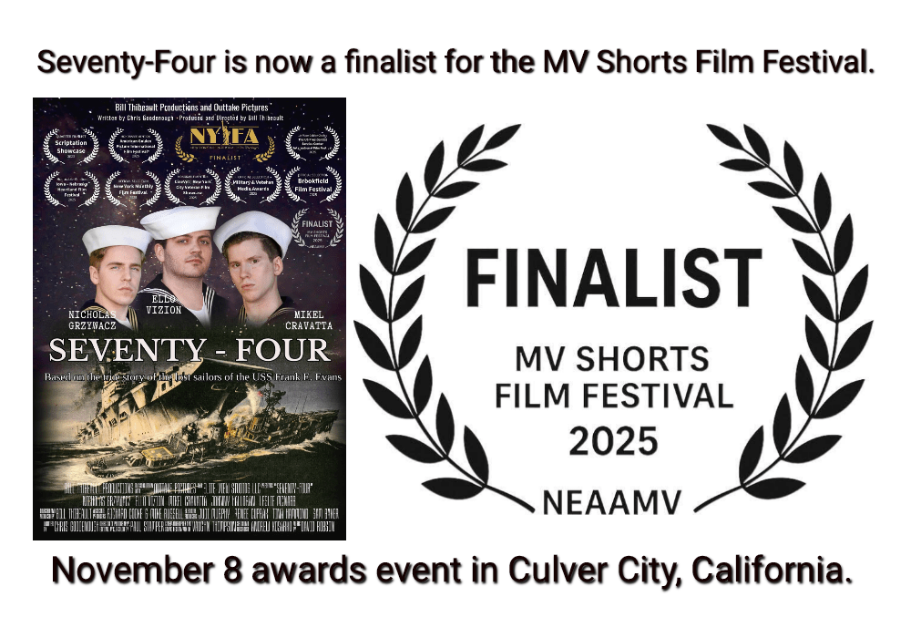 Seventy-Four is now a finalist for the MV Shorts Film Festival.November 8 awards event in Culver City, California