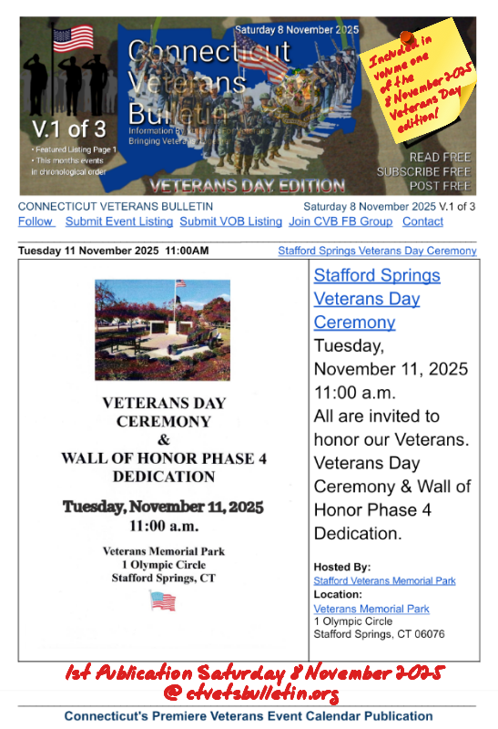 Stafford Springs Veterans Day Ceremony 2025