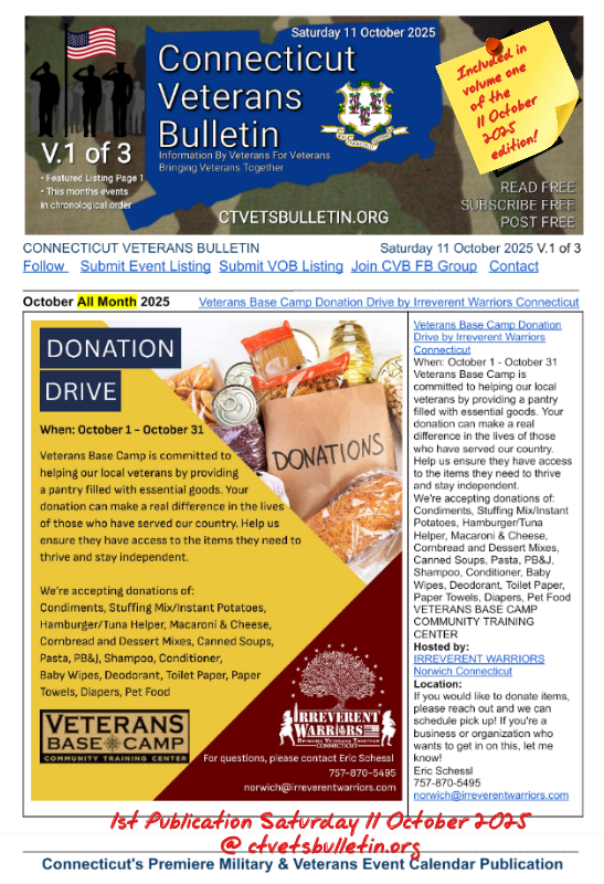 Veterans Base Camp Donation Drive by Irreverent Warriors Connecticut