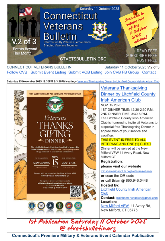 Veterans Thanksgiving Dinner by Litchfield County Irish American Club