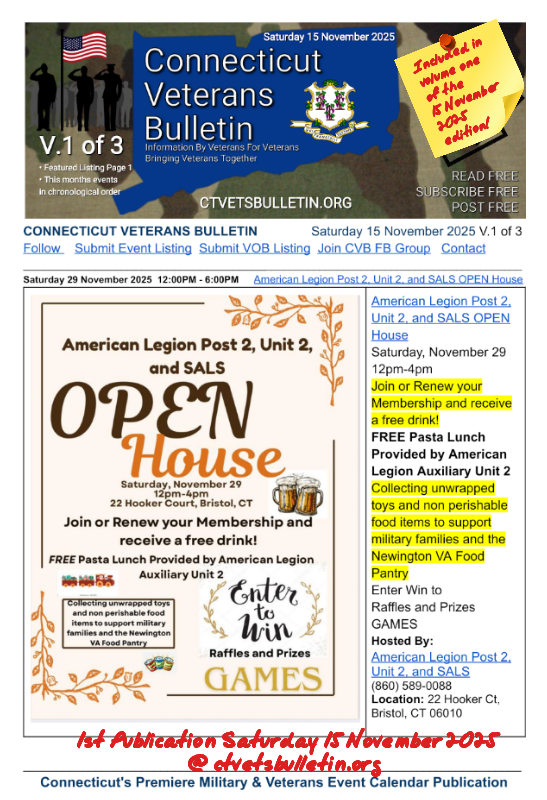American Legion Post 2, Unit 2, and SALS OPEN House
