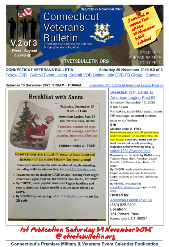 Breakfast With Santa at American Legion Post 68