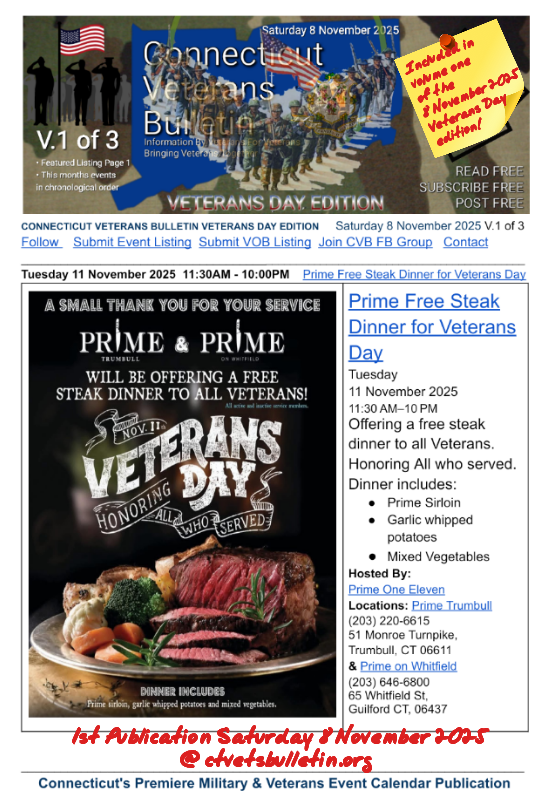 Prime Free Steak Dinner for Veterans Day