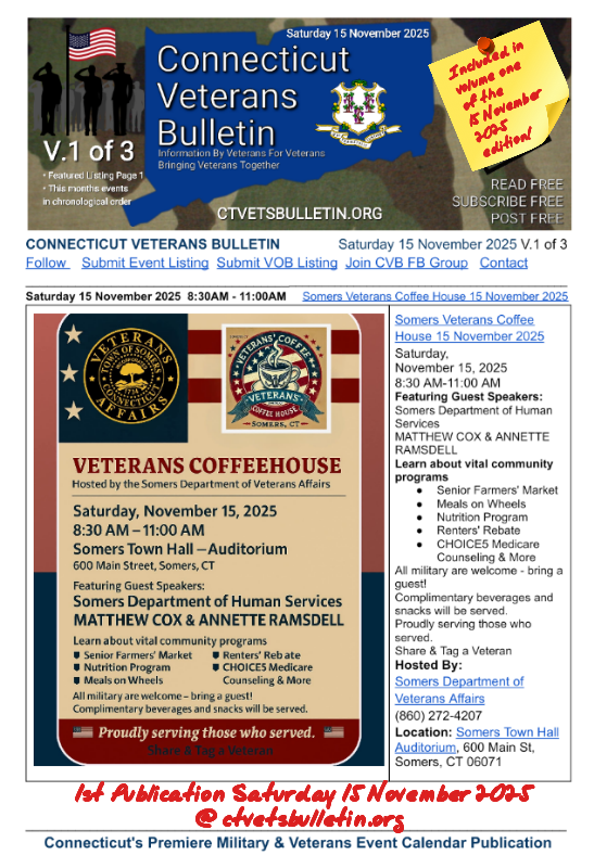 Somers Veterans Coffee House 15 November 2025