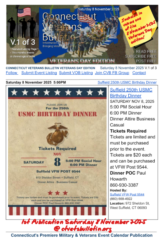 Suffield 250th USMC Birthday Dinner
