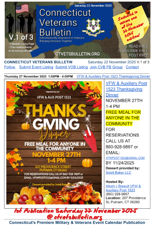 VFW & Auxiliary Post 1523 Thanksgiving Dinner