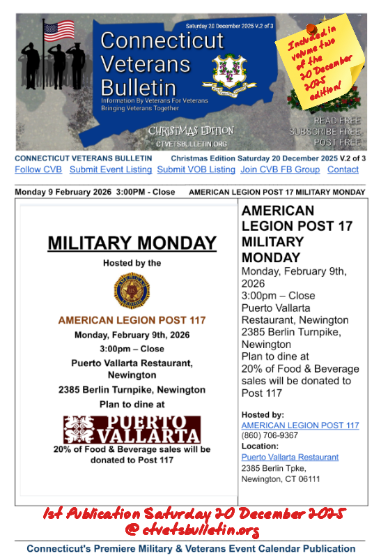 AMERICAN LEGION POST 17 MILITARY MONDAY