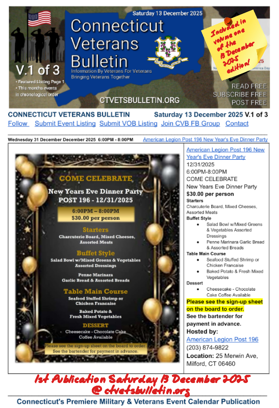 American Legion Post 196 New Year's Eve Dinner Party