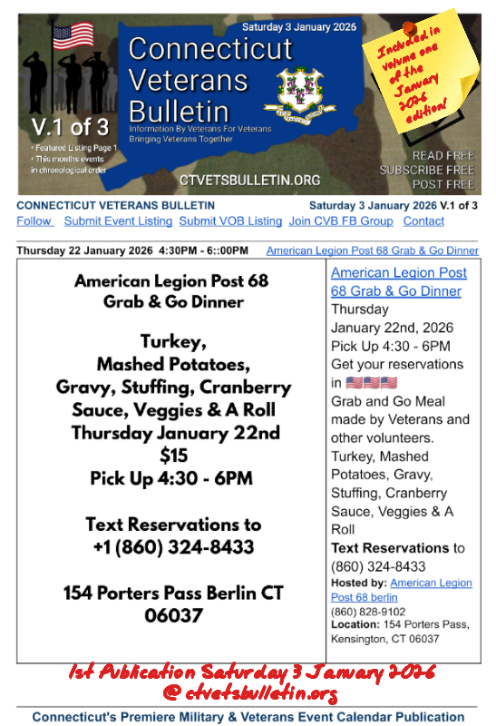 American Legion Post 68 Grab & Go Dinner 